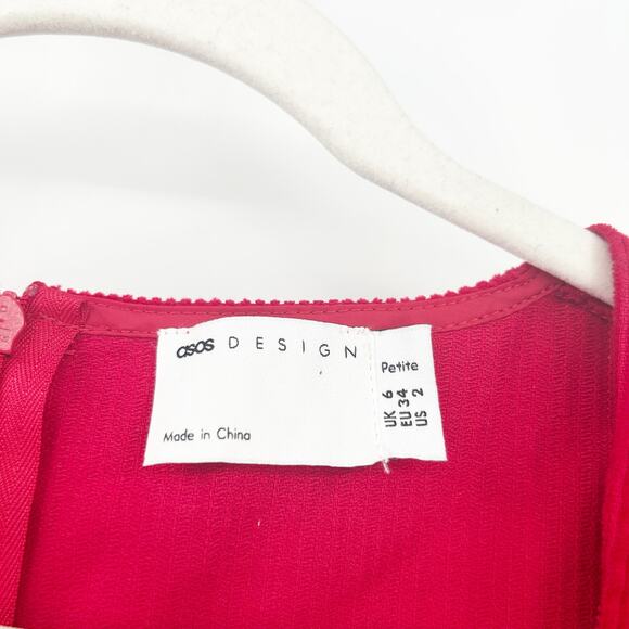 NWT Asos Design Womens Party Going Out Corduroy Puff Sleeve Corset Mini Dress 2P - Picture 2 of 9